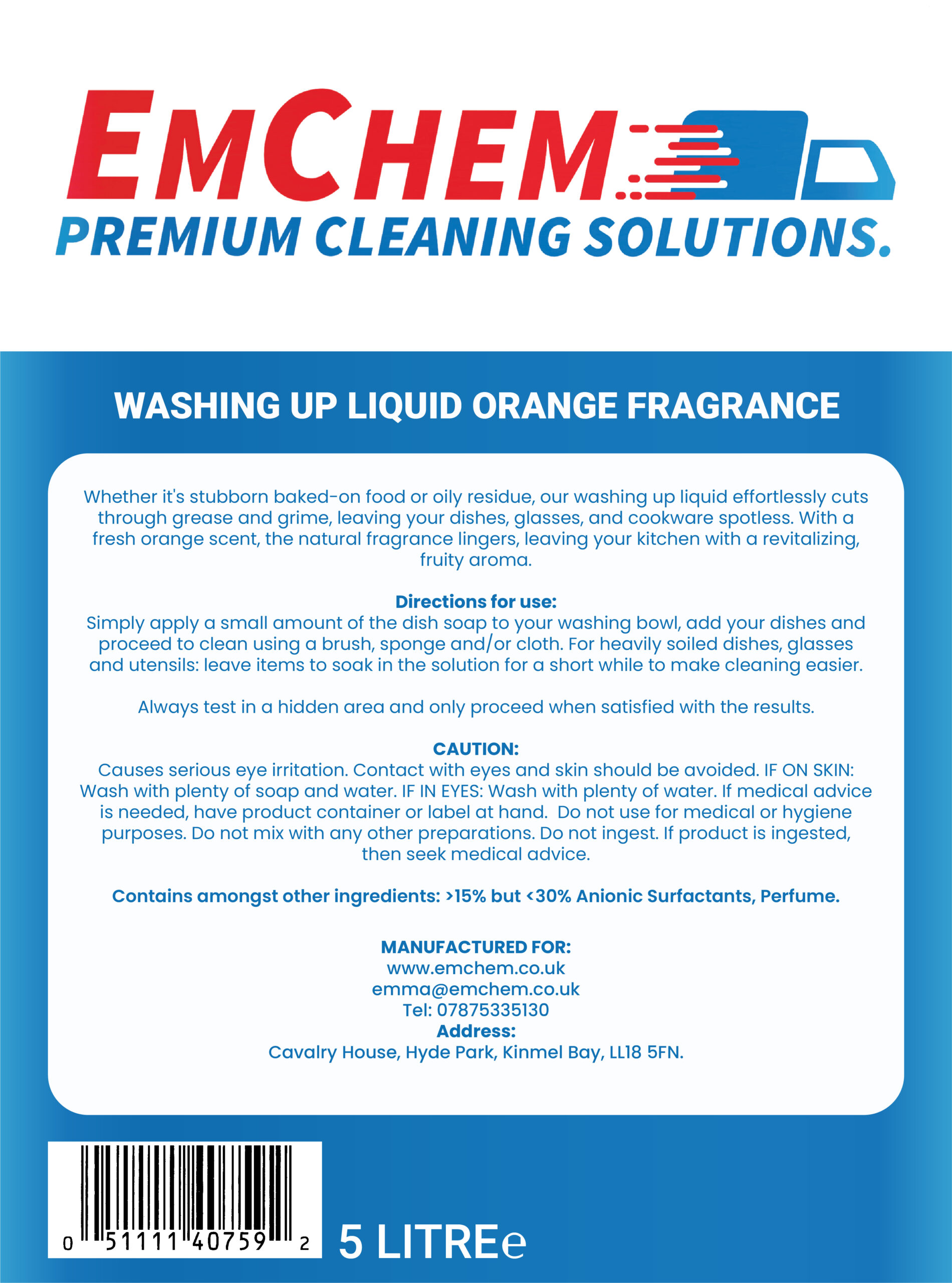 Washing up liquid orange 5L